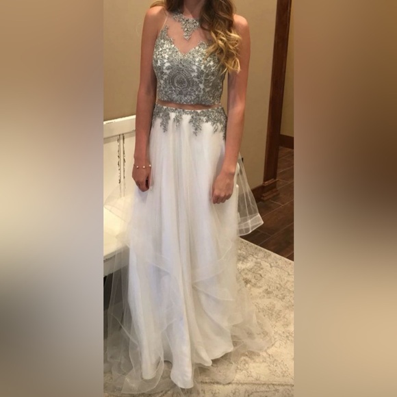 Dresses & Skirts - Elegant White and Silver Evening Gown